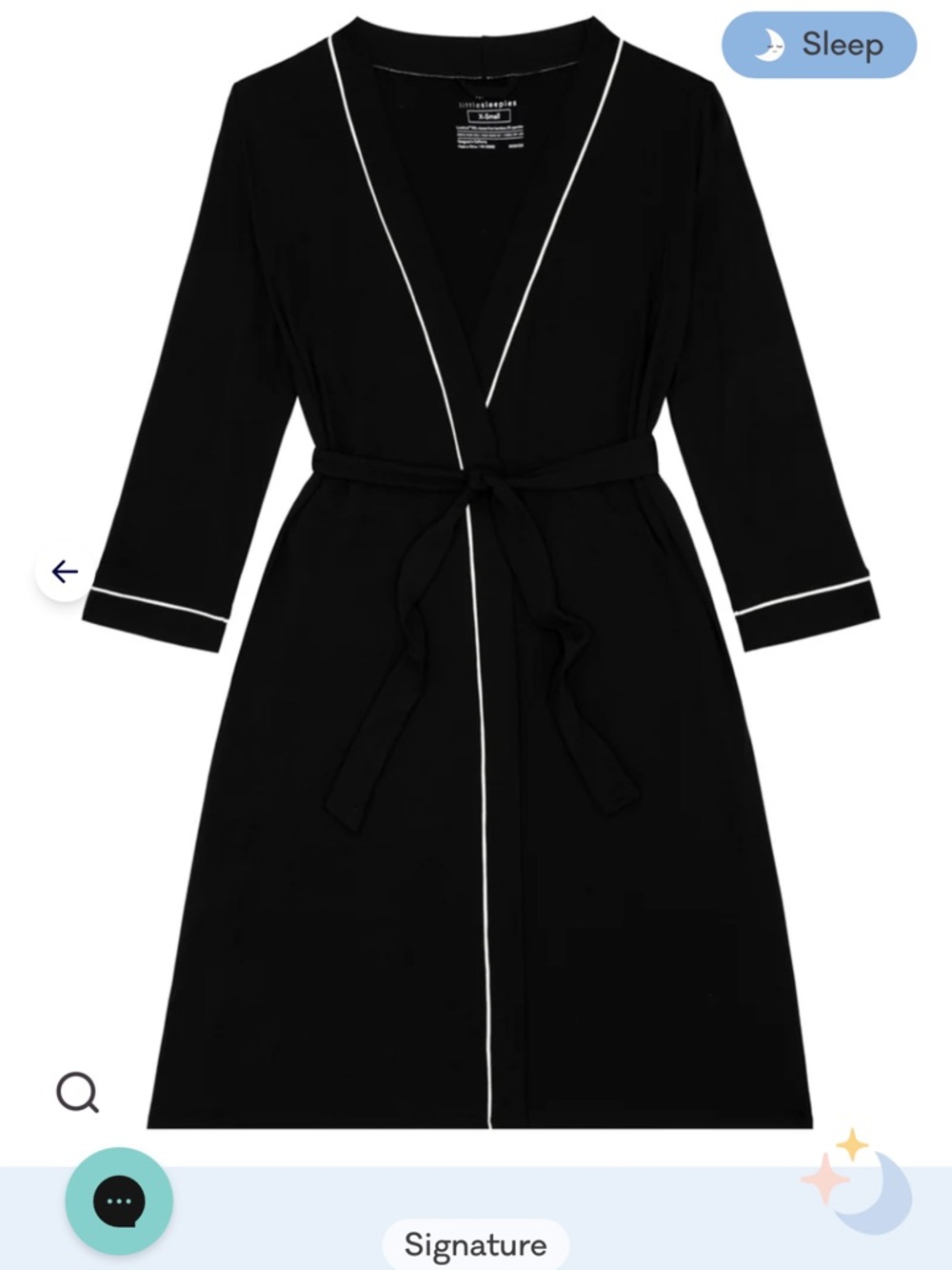 Little Sleepies Black Robe with White Piping